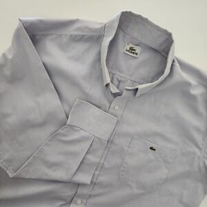 Lacoste blue thin striped long sleeve button front shirt mens size 42